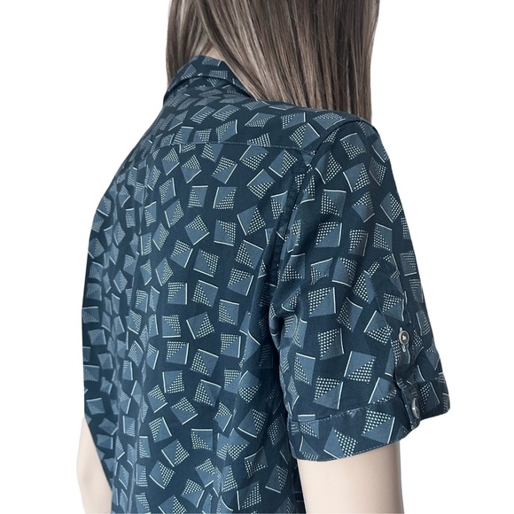Ted Baker London Blouse Top Shirt Geometric Pattern Full Button Front Micro Dots - Picture 10 of 16